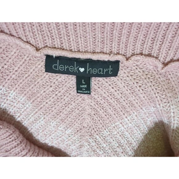 Derek Heart Women's Pink off Shoulder Sweater with fringe detail size L - Picture 4 of 6